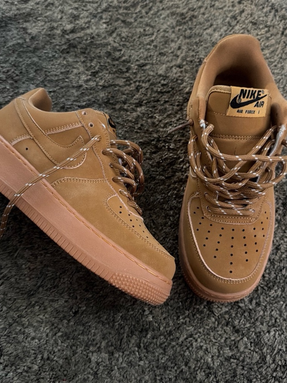 Nike Air Force 1 Low LV8 WHEAT Leather Sneakers - Wheat/Tan